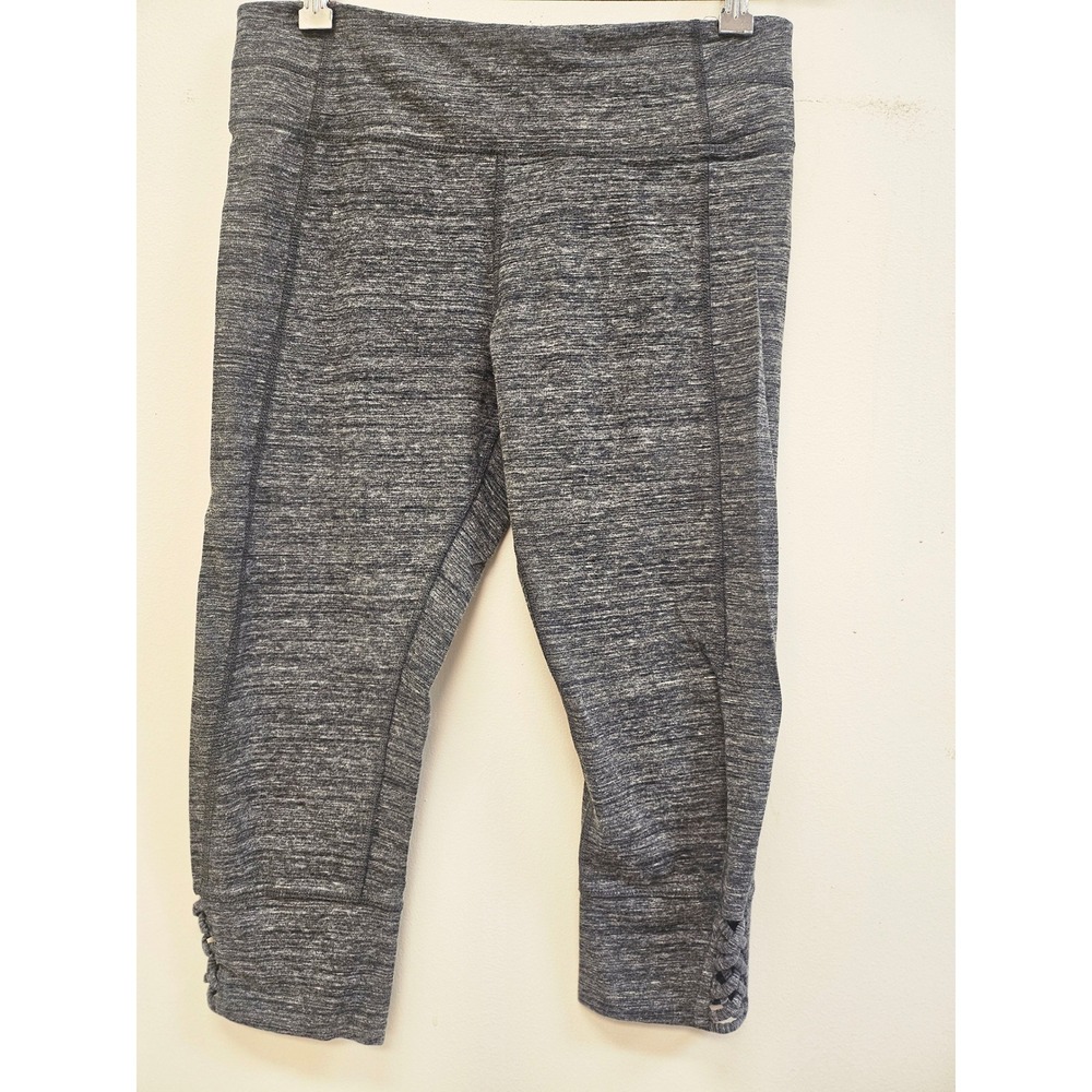 Calvin Klein Performance Gray Space Dye Cropped Leggings Lattice Hem Womens L